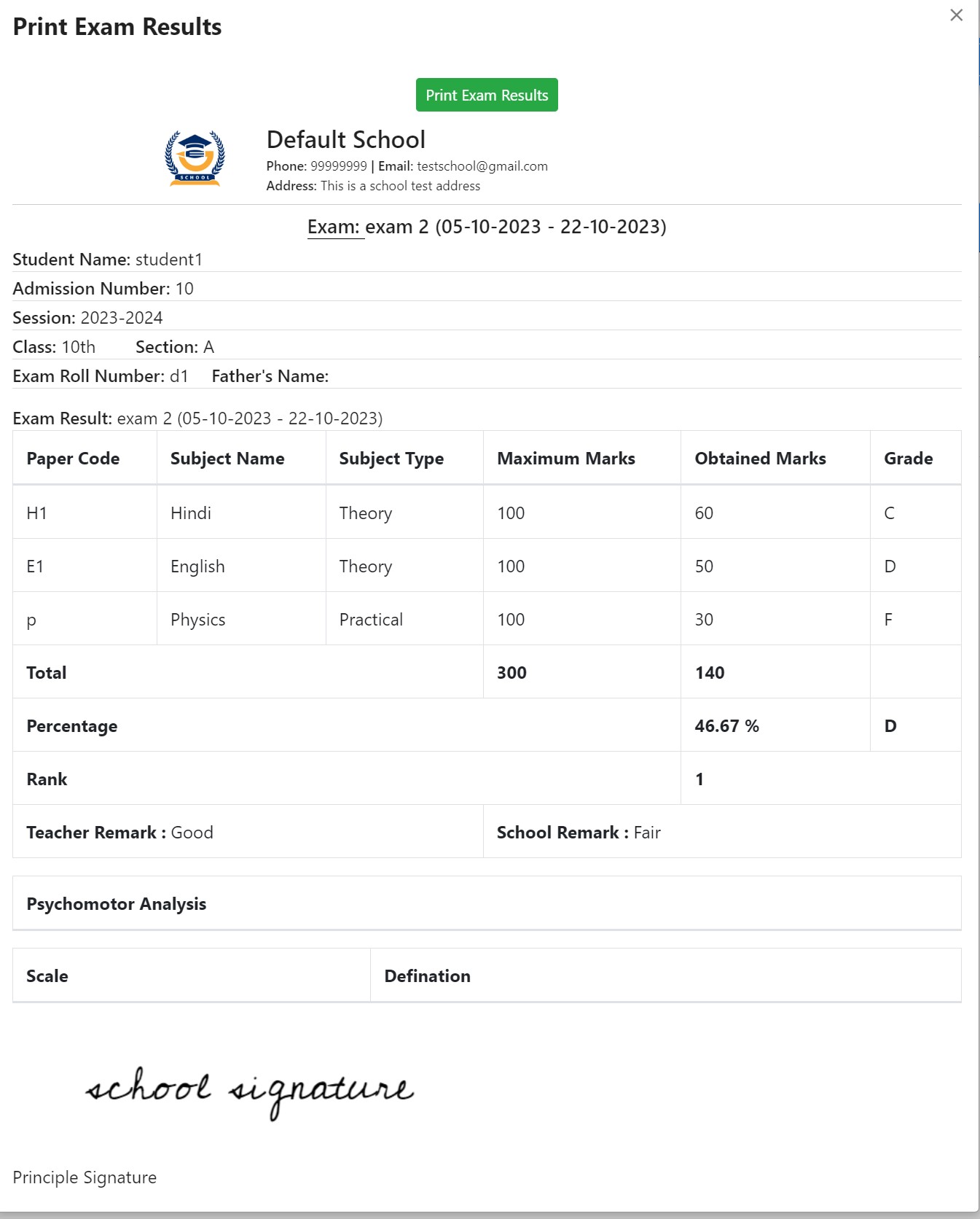 Exam Results