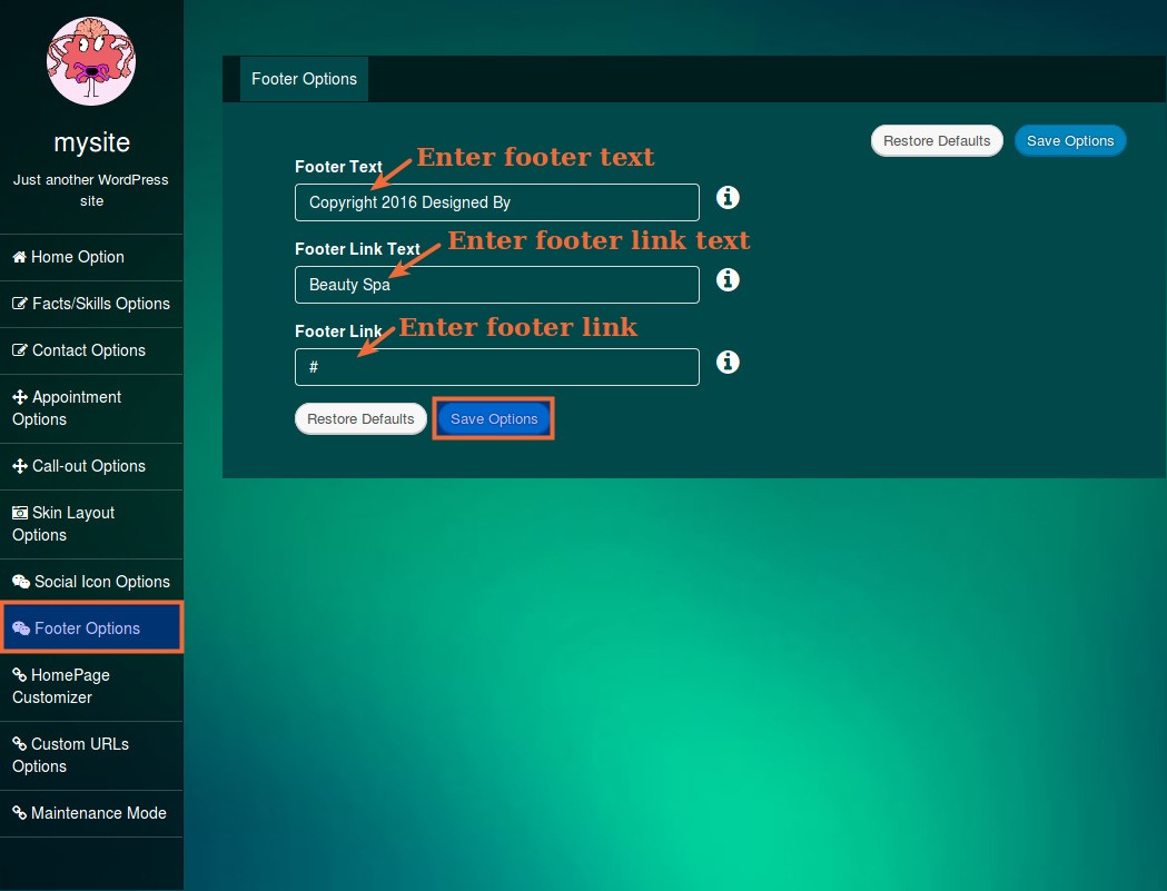 footer options