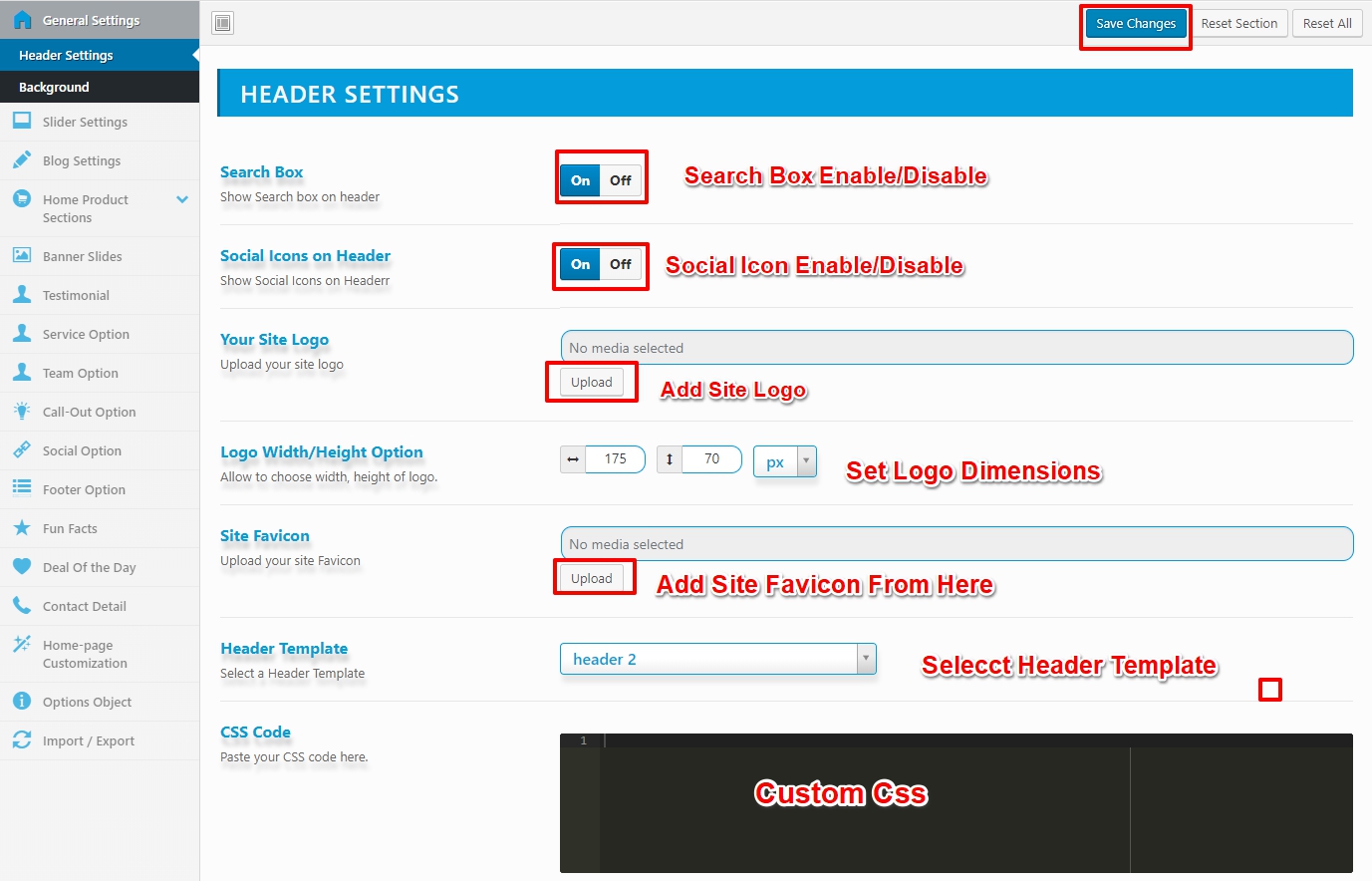 header-setting