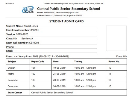 Print Admit Card