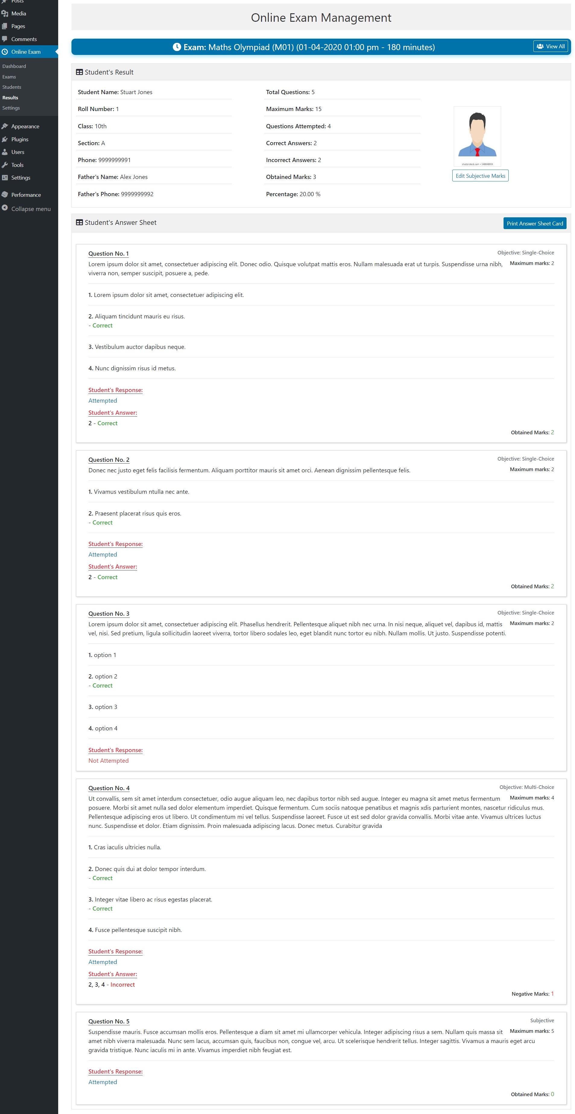 view-answer-sheet