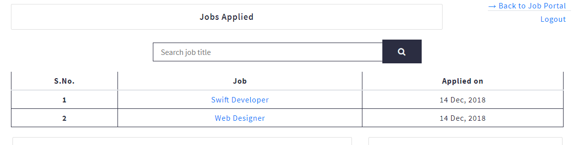 Job Portal Candidate View Jobs Applied
