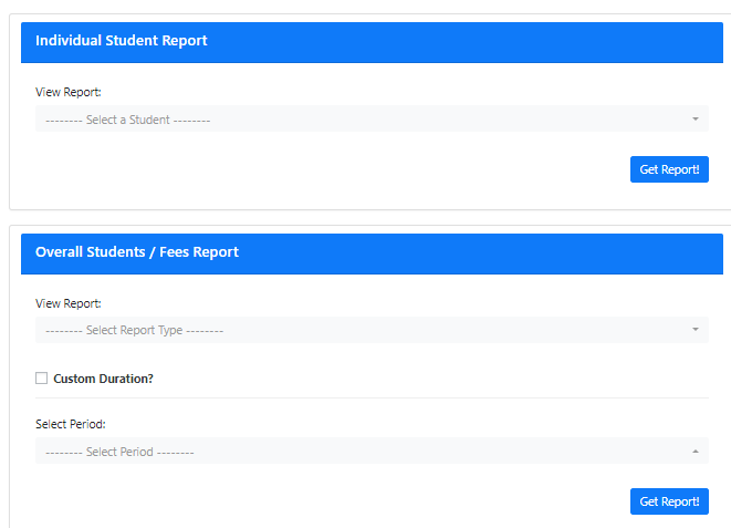 Instittue Management Overall Students Fees Report