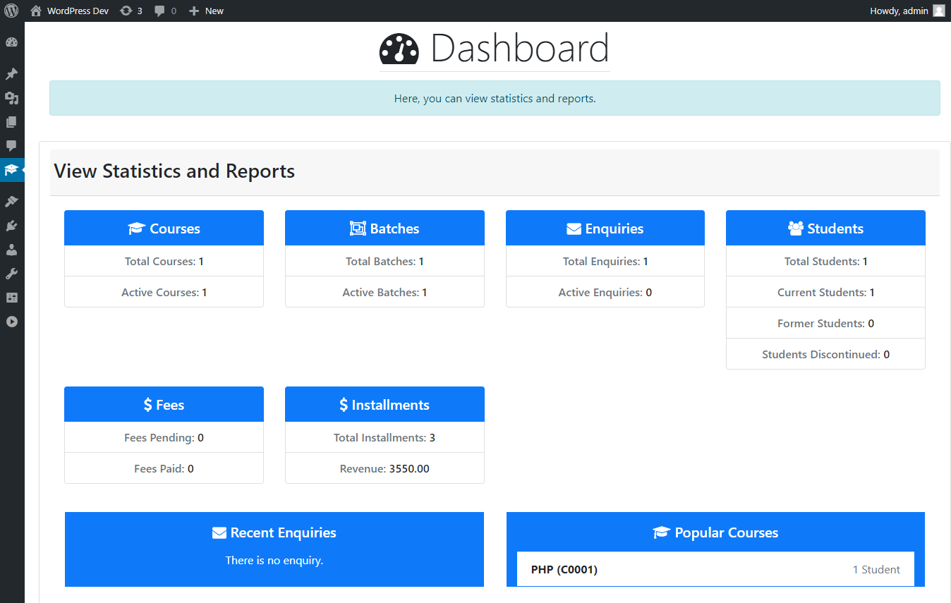 Institute Management Dashboard