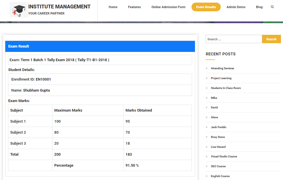 Institute-Management-Exam-Result