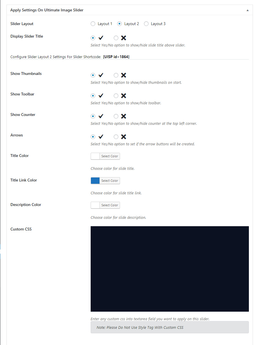 Layout 2 Settings