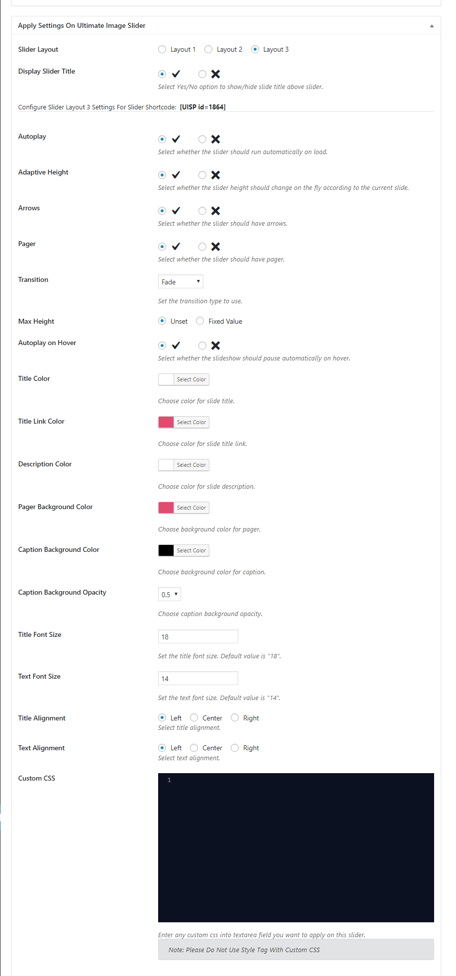 Layout 3 Settings