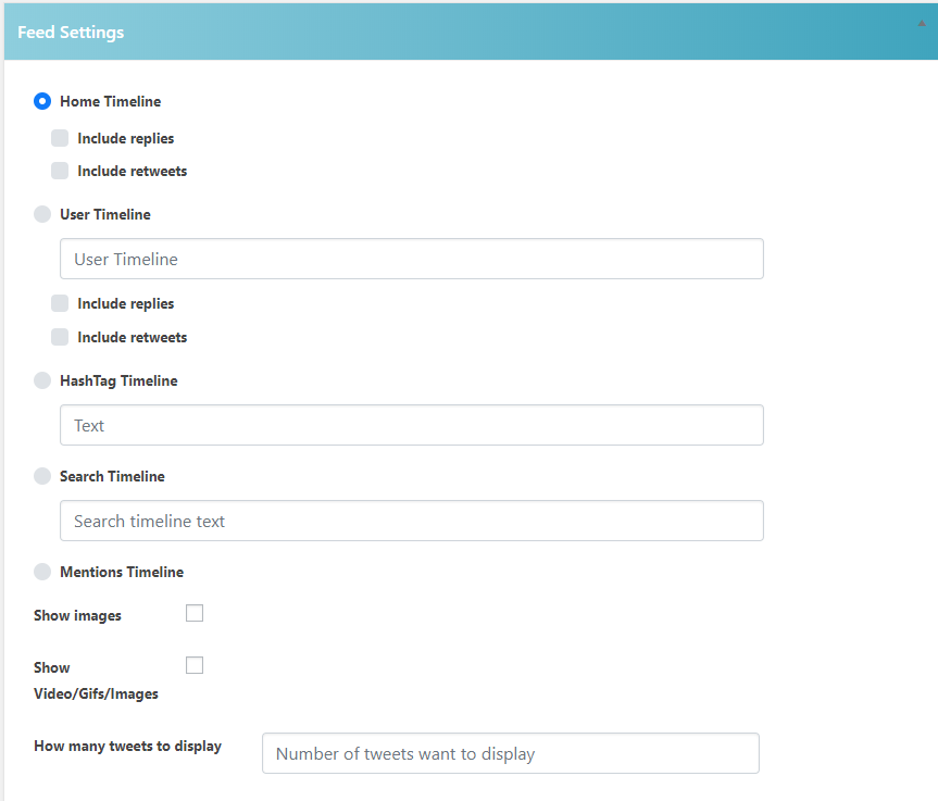 Twitter Tweets Pro Feed Settings