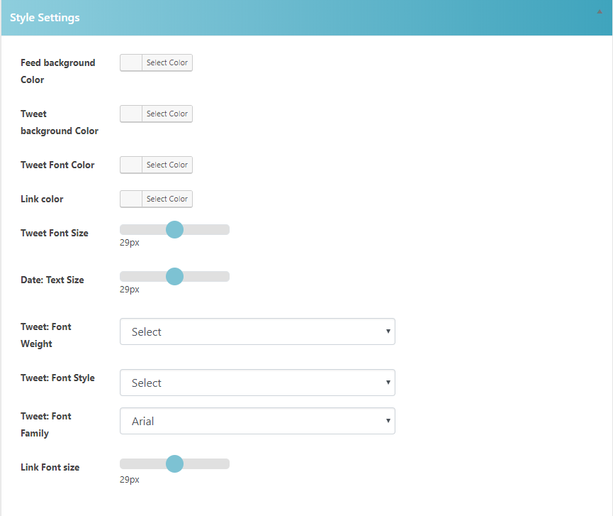 Twitter Tweets Pro Feed Style Settings